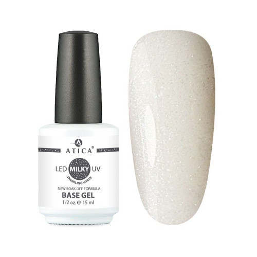 Base Gel Milky Камуфлююча база з шимером Atica 15 мл Base Gel Milky Камуфлююча база з шимером Atica 15 мл