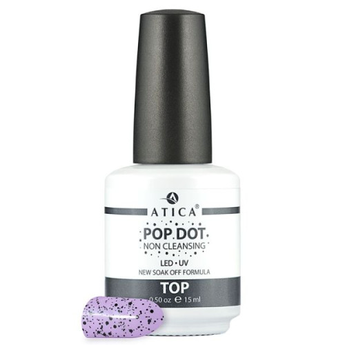 Atica Pop Dot Top Прозорий топ гель без липкого шару з контрастними крапками 15 мл Atica Pop Dot Top Прозорий топ гель без липкого шару з контрастними крапками 15 мл