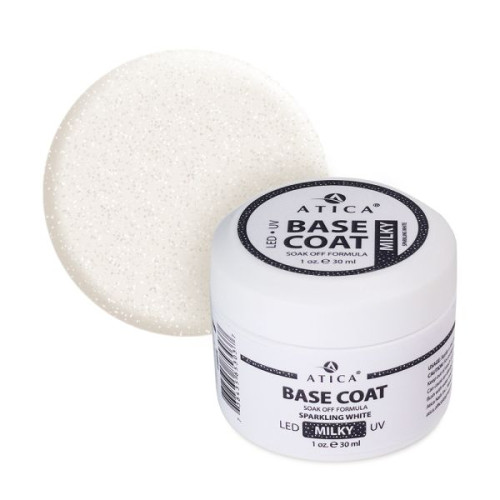 Базовий гель Milky Sparkling White Atica 30 мл Базовий гель Milky Sparkling White Atica 30 мл