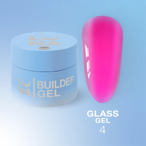 Luna Вітражний гель для нарощування Glass gel №4, 15 мл TPO FREE