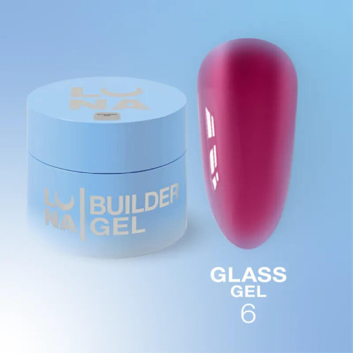 Luna Вітражний гель для нарощування Glass gel №6, 15 мл TPO FREE