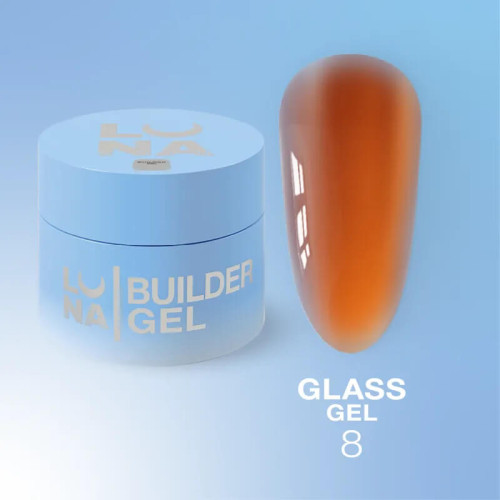 Luna Вітражний гель для нарощування Glass gel №8, 15 мл TPO FREE