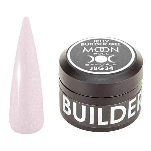 Гель-желе для наращивания Moon Full Jelly Builder Gel №34 розовый полупрозрачный с шимером, 30 мл