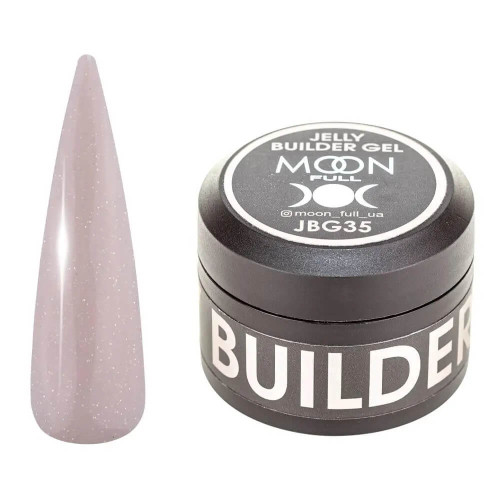 Гель-желе для нарощування Moon Full Jelly Builder Gel №35 темно-бежевий напівпрозорий із шимером, 30 мл