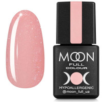 Moon Full Barbie color Rubber base №04 камуфлююча база для гель лаку (персиковий з дрібним шимером), 8 мл