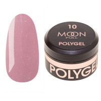 Полігель для нарощування Moon Full Poly Gel №10 соковито-рожевий із шиммером, 15 мл Полігель для нарощування Moon Full Poly Gel №10 соковито-рожевий із шиммером, 15 мл