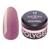 Полігель для нарощування Moon Full Poly Gel №12 рожево-металевий із шиммером, 15 мл Полігель для нарощування Moon Full Poly Gel №12 рожево-металевий із шиммером, 15 мл