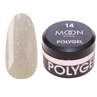 Полігель для нарощування Moon Full Poly Gel №14 рожевий діамант із шиммером, 15 мл Полігель для нарощування Moon Full Poly Gel №14 рожевий діамант із шиммером, 15 мл