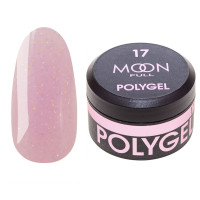 Полігель для нарощування Moon Full Poly Gel №17 лілово-білий із шиммером, 15 мл Полігель для нарощування Moon Full Poly Gel №17 лілово-білий із шиммером, 15 мл