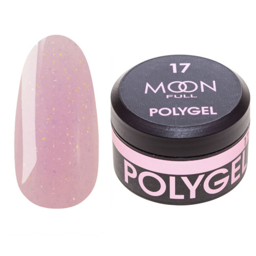 Полігель для нарощування Moon Full Poly Gel №17 лілово-білий із шиммером, 15 мл