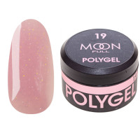Полігель для нарощування Moon Full Poly Gel №19 насичено-рожевий із шиммером, 15 мл
