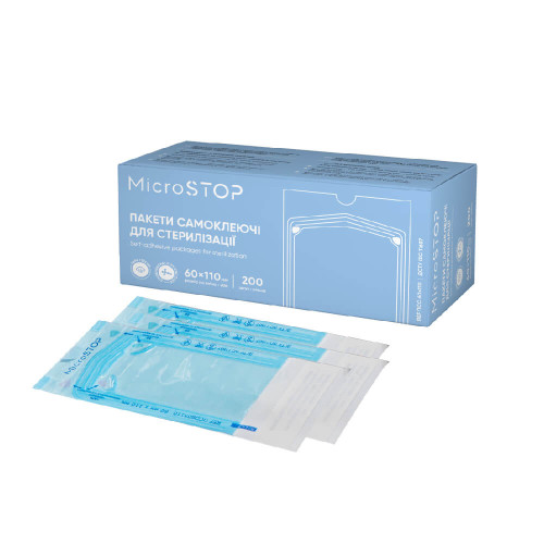 Пакеты самоклеящиеся Microstop для стерилизации в автоклаве 60х110 мм, 200 шт.