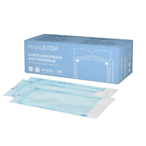 Пакеты самоклеящиеся Microstop для стерилизации в автоклаве 90х230 мм, 200 шт.