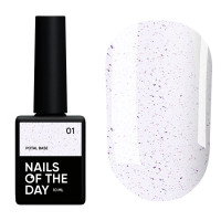 NAILSOFTHEDAY Potal base 01 молочно-фиолетовая база с поталью (серебряно-фиолетовая поталь), 10 мл