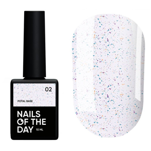 NAILSOFTHEDAY Potal base 02 молочно-голубая база с поталью (золотисто-фиолетовая и бирюзовая поталь), 10 мл