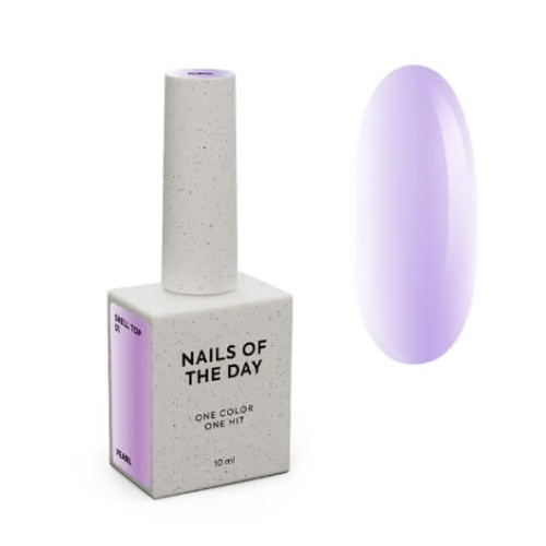NAILSOFTHENIGHT Shell top 01 new formula, перлинний топ з переливом фіолетової втирки без липкого шару, 10 мл