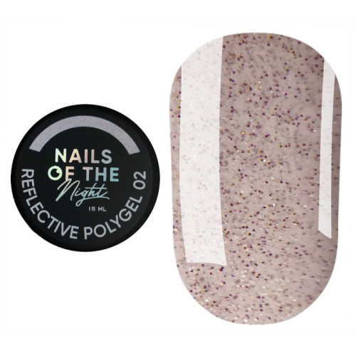 NAILSOFTHENIGHT Reflective Polygel 02, блідно-рожевий рідкий світловідбиваючий полігель, 15 мл NAILSOFTHENIGHT Reflective Polygel 02, блідно-рожевий рідкий світловідбиваючий полігель, 15 мл
