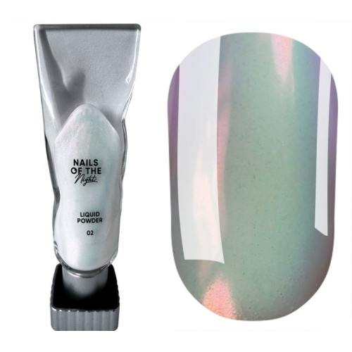 Liquid powder 02, жидкая втирка с переливом от зеленого до красно-розового для ногтей, 5 г