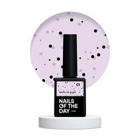 NAILSOFTHEDAY MiDots gel polish 01 молочно-розовый гель лак с черными точечками для ногтей, 10 мл