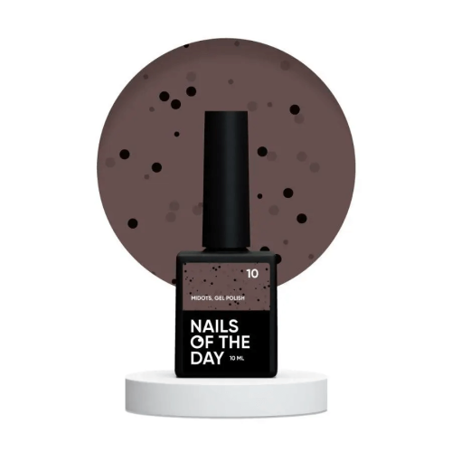 NAILSOFTHEDAY MiDots gel polish 10 – светло-коричневый гель лак с черными точечками для ногтей, 10 мл
