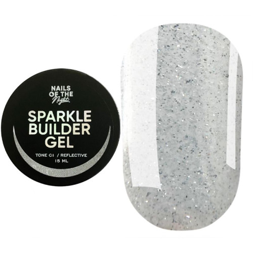 NAILSOFTHENIGHT Sparkle builder gel 01, серебряный светоотражающий строительный гель, 15 мл NAILSOFTHENIGHT Sparkle builder gel 01, серебряный светоотражающий строительный гель, 15 мл