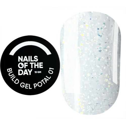 NAILSOFTHEDAY Build gel Potal 01, молочный строительный гель с поталью, 15 мл