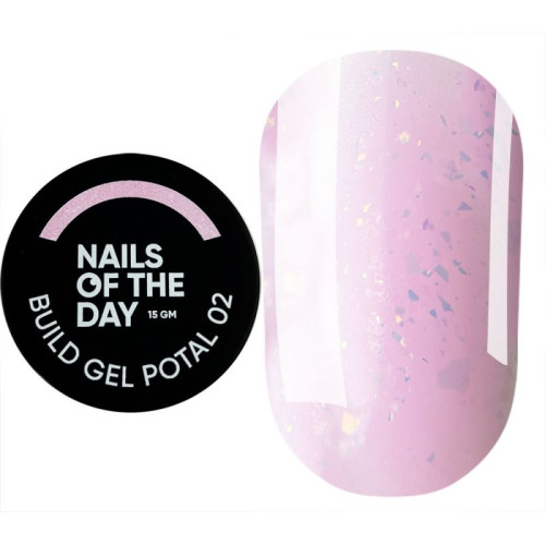NAILSOFTHEDAY Build gel Potal 02, нежно-розовый строительный гель с поталью, 15 мл