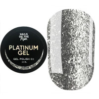NAILSOFTHENIGHT Platinum gel – gel polish 01 — срібний гель лак зі щільною металевою поталью для нігтів, 12 мл NAILSOFTHENIGHT Platinum gel – gel polish 01 — срібний гель лак зі щільною металевою поталью для нігтів, 12 мл