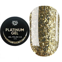 NAILSOFTHENIGHT Platinum gel 02 - золотистий гель лак зі щільною металевою поталью для нігтів, 12 ml