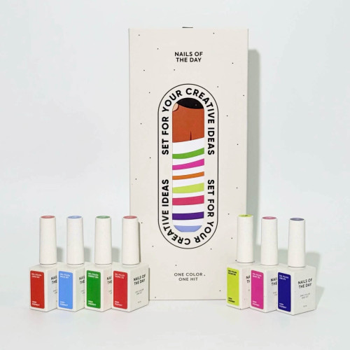 Колекція Summer 2026 gel polish в коробці Nailsoftheday (7 шт.) + БРЕНДОВАНЕ ПАКУВАННЯ У ПОДАРУНОК для анпакінгу