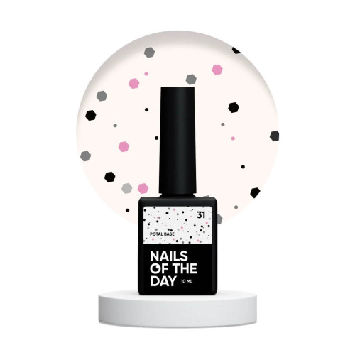 NAILSOFTHEDAY Potal base 31 молочна база з чорними та рожевими блискітками, 10 мл