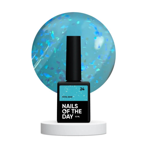 NAILSOFTHEDAY Potal base 24 лазурна/яскраво-блакитна база з голографік стильною поталлю, 10 мл NAILSOFTHEDAY Potal base 24 лазурна/яскраво-блакитна база з голографік стильною поталлю, 10 мл