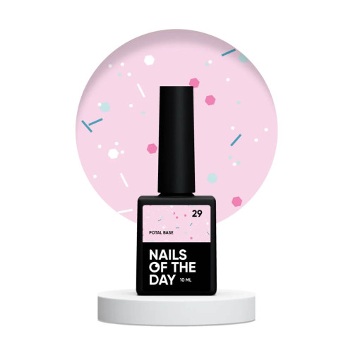 NAILSOFTHEDAY Potal base 29 молочно-рожева база з неоновими блискітками, 10 мл NAILSOFTHEDAY Potal base 29 молочно-рожева база з неоновими блискітками, 10 мл