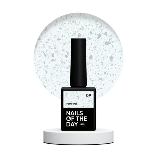 NAILSOFTHEDAY Potal base 09 молочно-серебряная база с серебряной талью, 10 мл