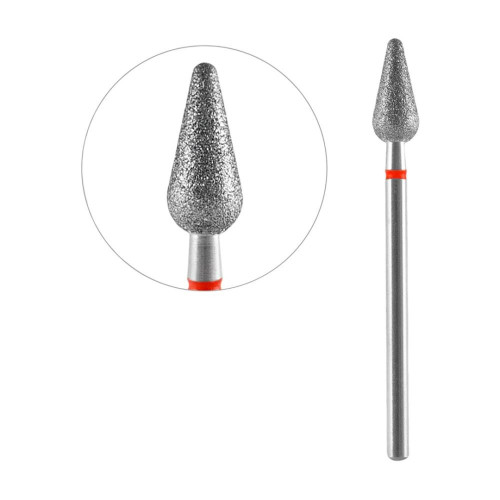 Алмазна фреза груша закруглена STALEKS PRO Expert Red (червона) 5 х 12 мм