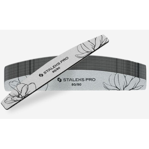 Пилка для ногтей минеральная STALEKS PRO EXPERT 40 80/80 грит (полумесяц) 25 шт