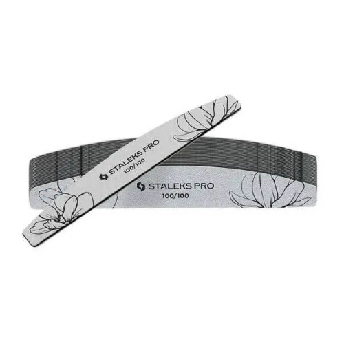 Пилка для ногтей минеральная STALEKS PRO EXPERT 40 100/100 грит (полумесяц) 25 шт