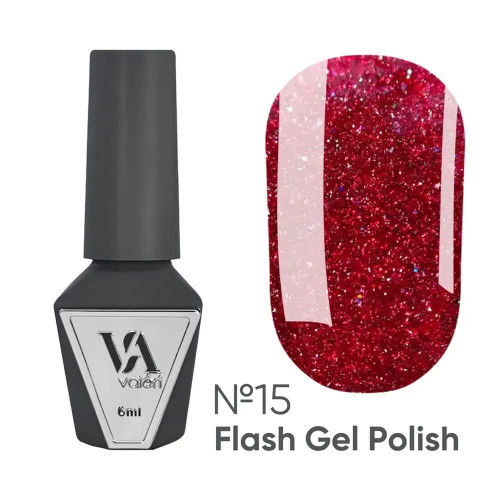 VALERI FLASH cвітловідбиваючий гель-лак №15, 6 мл VALERI FLASH cвітловідбиваючий гель-лак №15, 6 мл