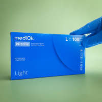 MediOk Рукавички нітрилові Light розмір L неопудрені блакитні 100 шт.