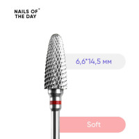 NAILSOFTHEDAY “Carbide nail drill bit corn” red, фреза твердосплавна “Кукурудза” червона, 6,6*14,5 мм